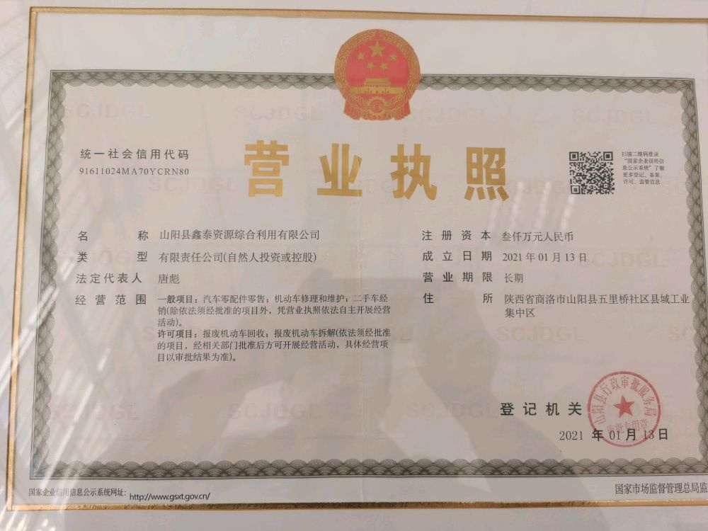 山阳县鑫泰资源综合利用有限公司