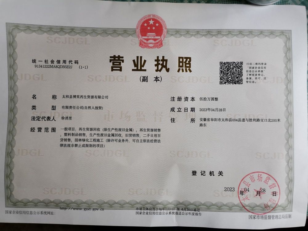 太和县博笑再生资源有限公司