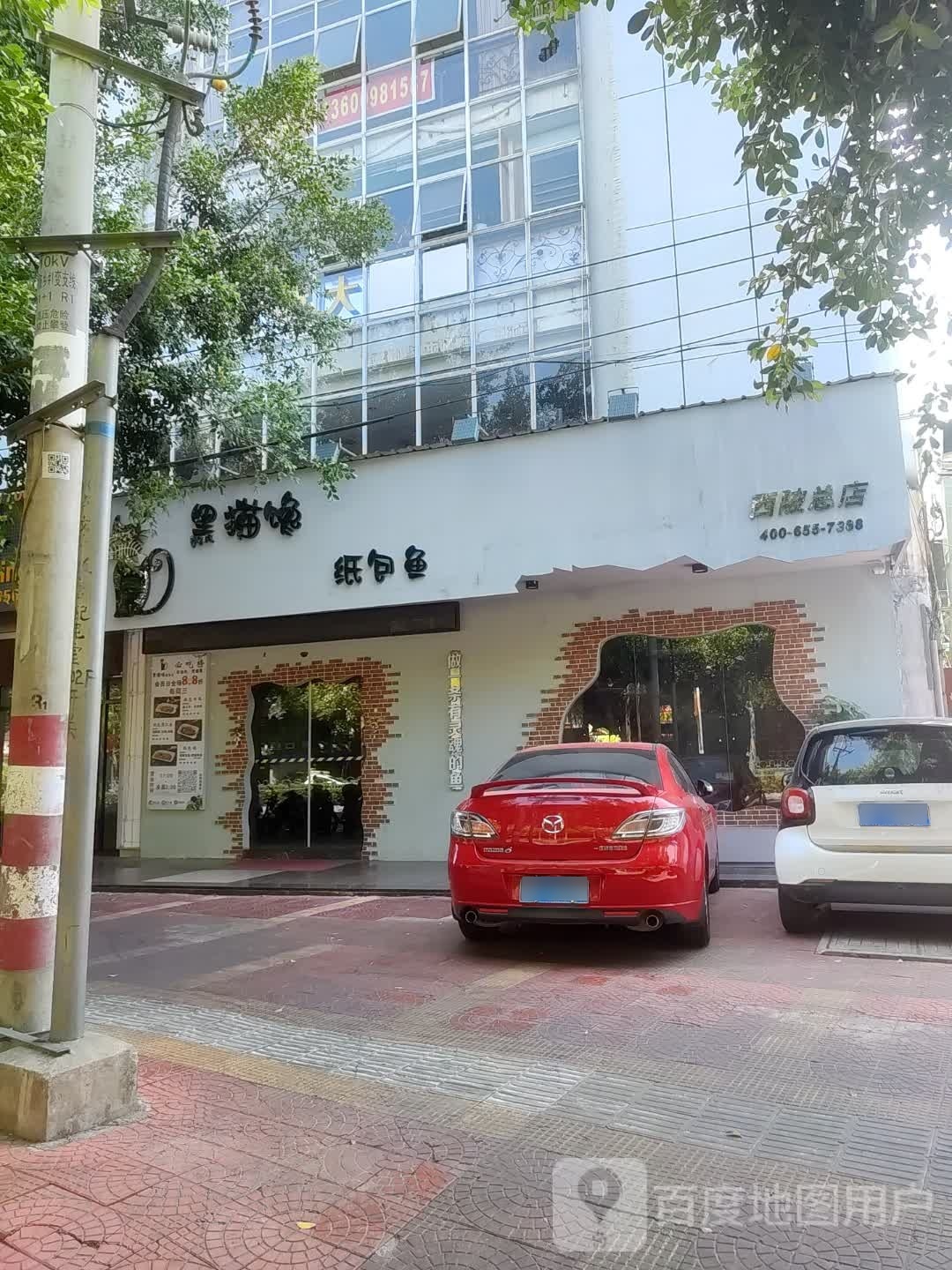 黑猫馋纸包鱼。(龙岩店)